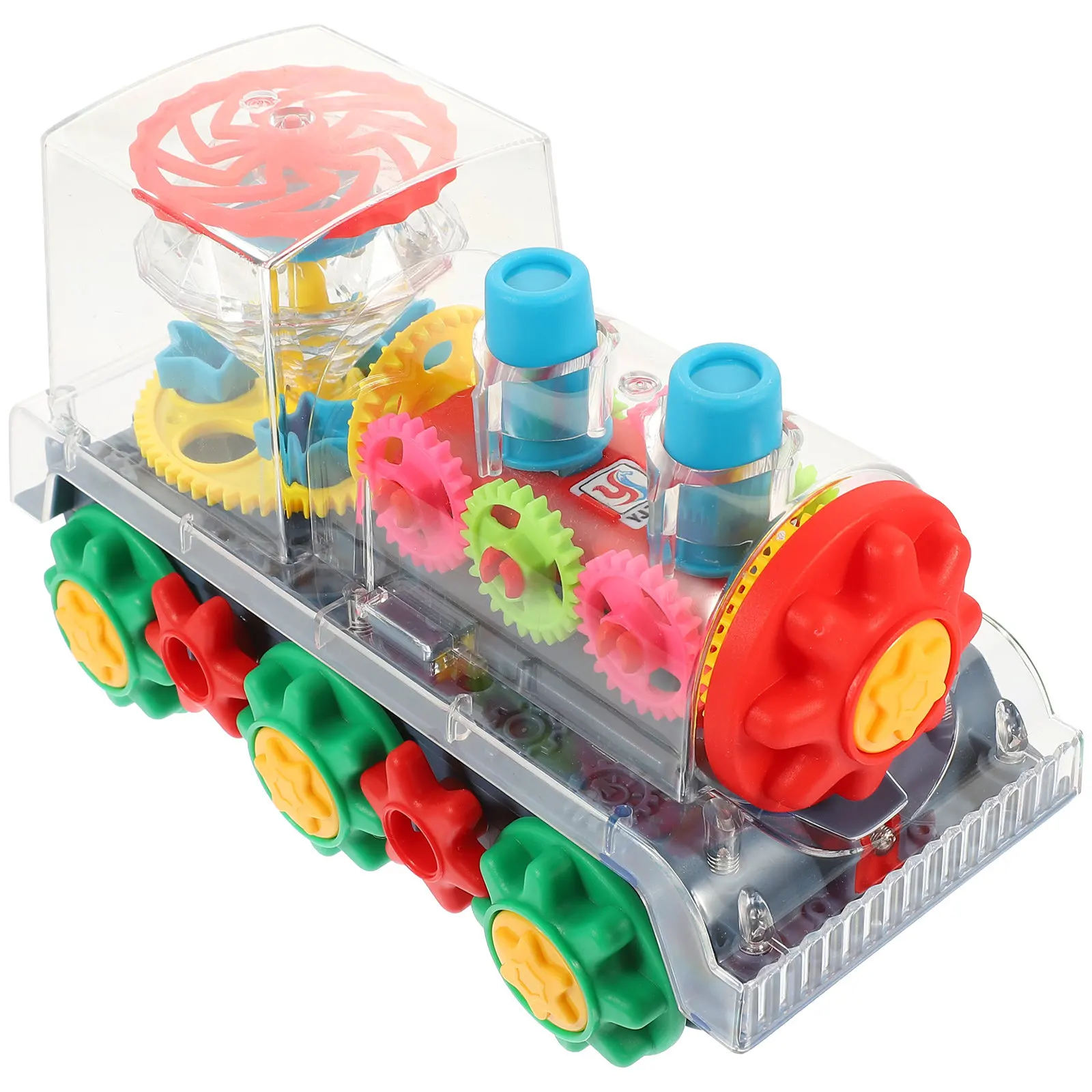 

Electric Battery Operated Mechanical Train Colorful Light Up Moving Educational Cars for Toddlers Hand Eye Coordination