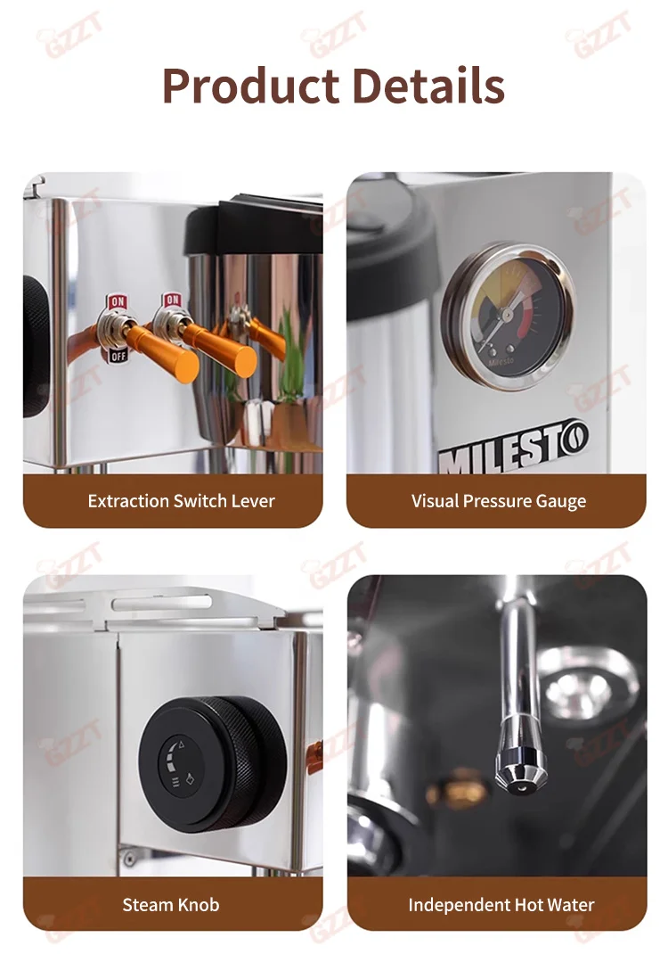 GZZT M3PRO Semi-Automatic Espresso Machine OPV Stabilized Coffee Machines Built-In 2L Water Tank Dual Pump for Coffee Maker 220V