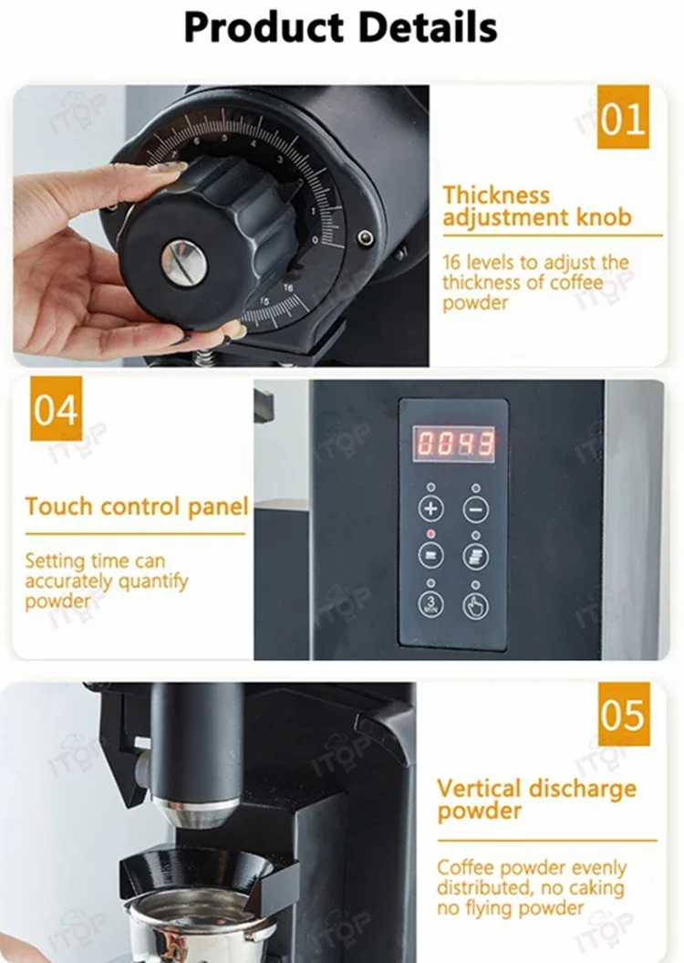 C98Pro مطحنة القهوة الكمية الكهربائية 98 مللي متر التيتانيوم شقة/الشبح سكين الأسنان طحن صانع الوقت الكمي ميلر #6