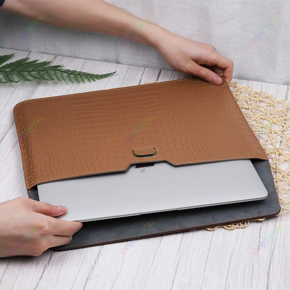 Leather Laptop Sleeve Case for Microsoft Surface Pro 9/8/X 13 Inch Pro 7/6/5/4 12.3'' Notebook Bag with Stand for MacBook Air 13