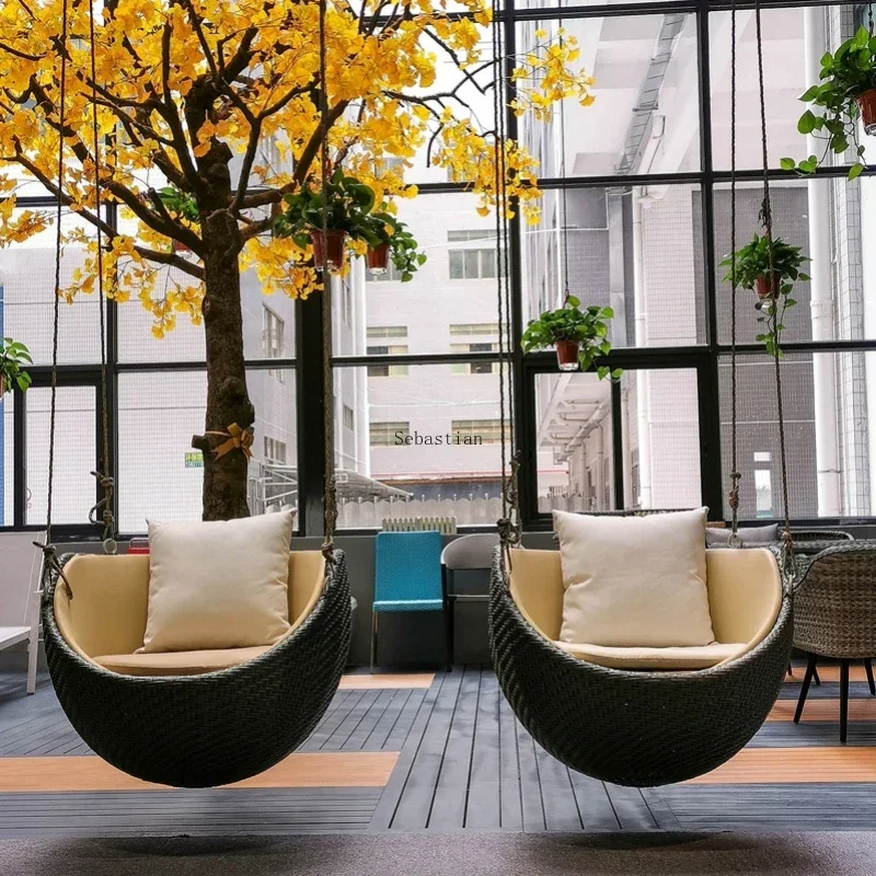 

Home Designer Internet Celebrity Indoor Swing Single Rocking Chair Balcony Lazy Bird's Nest Hanging Basket Rattan Chair