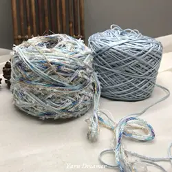 100g Blue Gold Blended Yarn for Crochet Thread Fancy Hand Knitting Yarn Glitter Yarn for for crochet bags yarnie