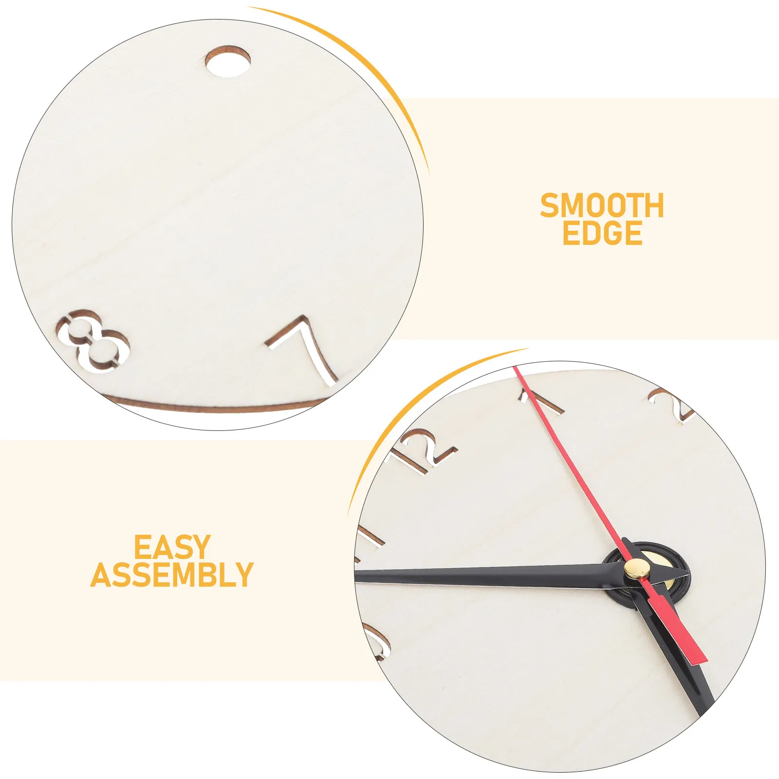 2 Sets Wooden Wall Clock Panel Face for Crafts Dial Plate Blank 9 Inch Base with Pointers Numerals DIY