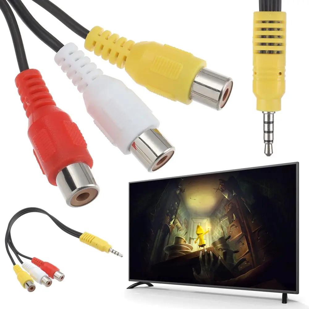 3.5MM To 3 RCA Cable Video Component AV Adapter Cable For TCL TV 3.5mm To RCA Red White And Yellow Female Video Cable TV Set