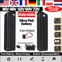 48v 36v 52v 60v 72v SilverFish 48v60ah Electric Bike 15 20ah 50ah 60ah ebike battery 250w-3000w Bateria 30AH 40ah shark battery