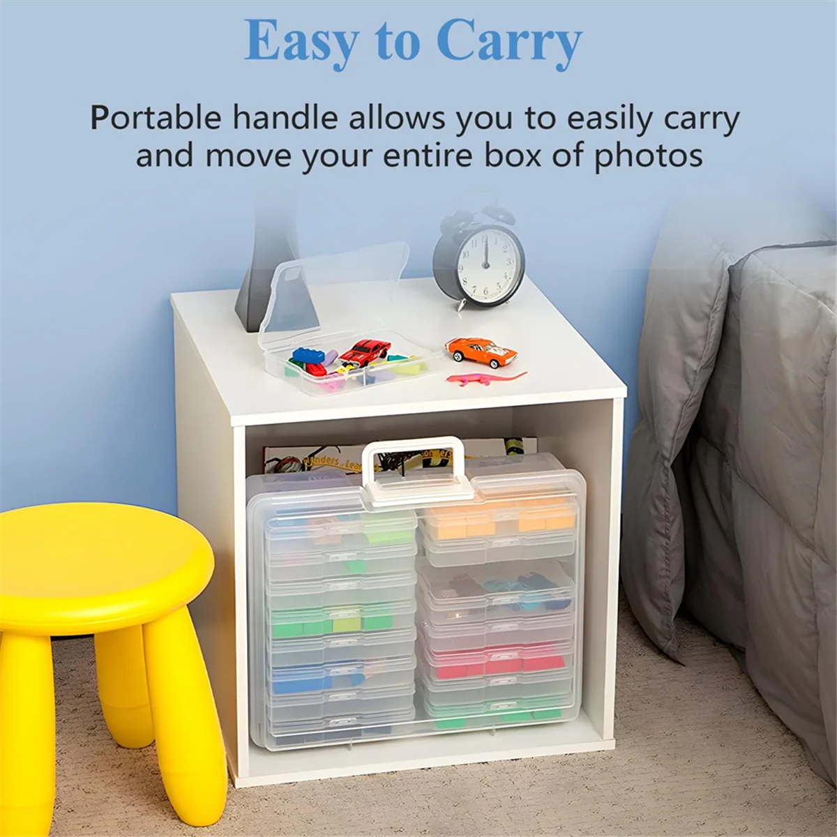 Portable Photo Storage Boxes,with 16 Interior Compartments,Capacity Up to 1600 4X6 Inch Photos,for Seeds,Office