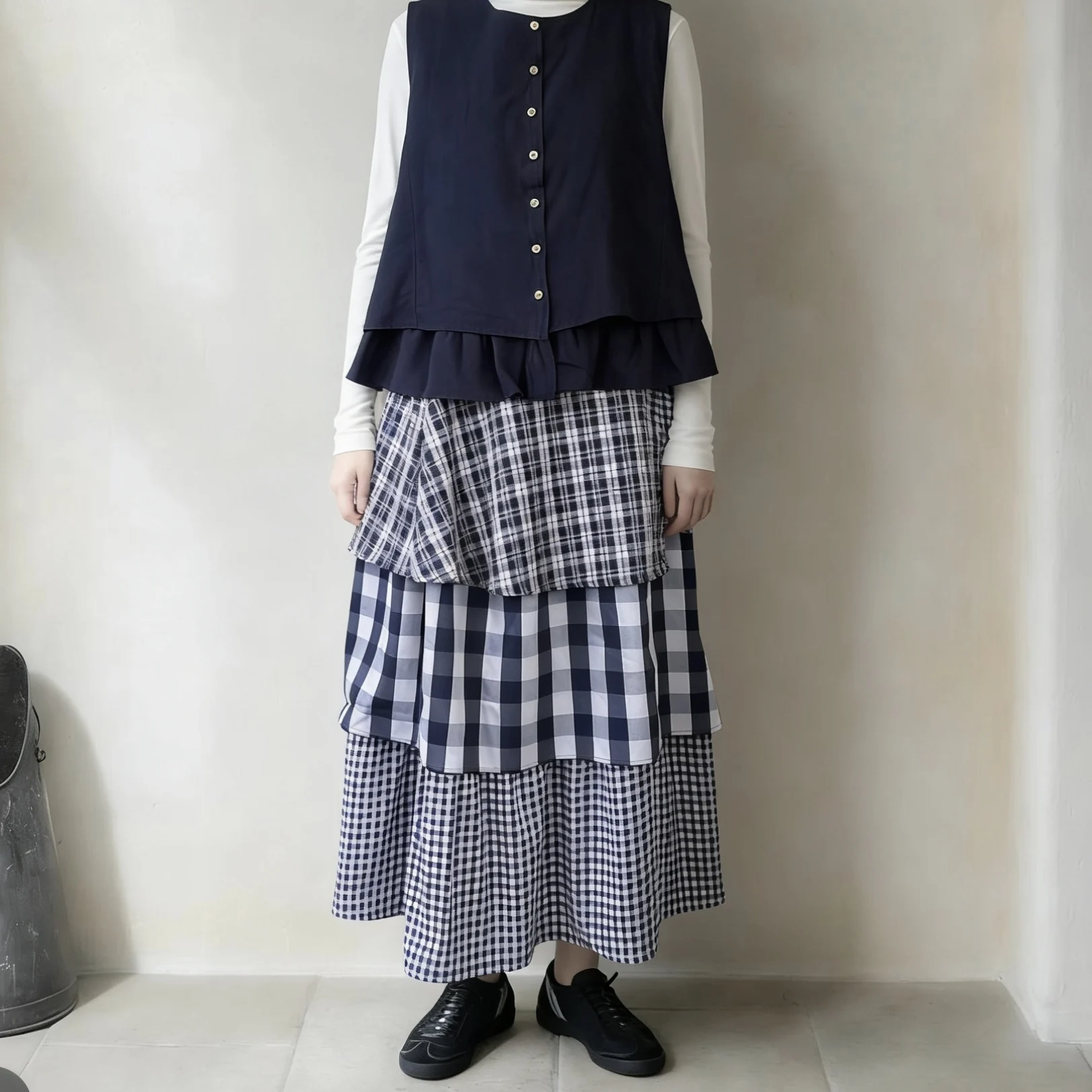 

Асимметричная юбка в клетку с оборками, весна-лето 2026, женская модная юбка миди из полиэстера, с завышенной талией