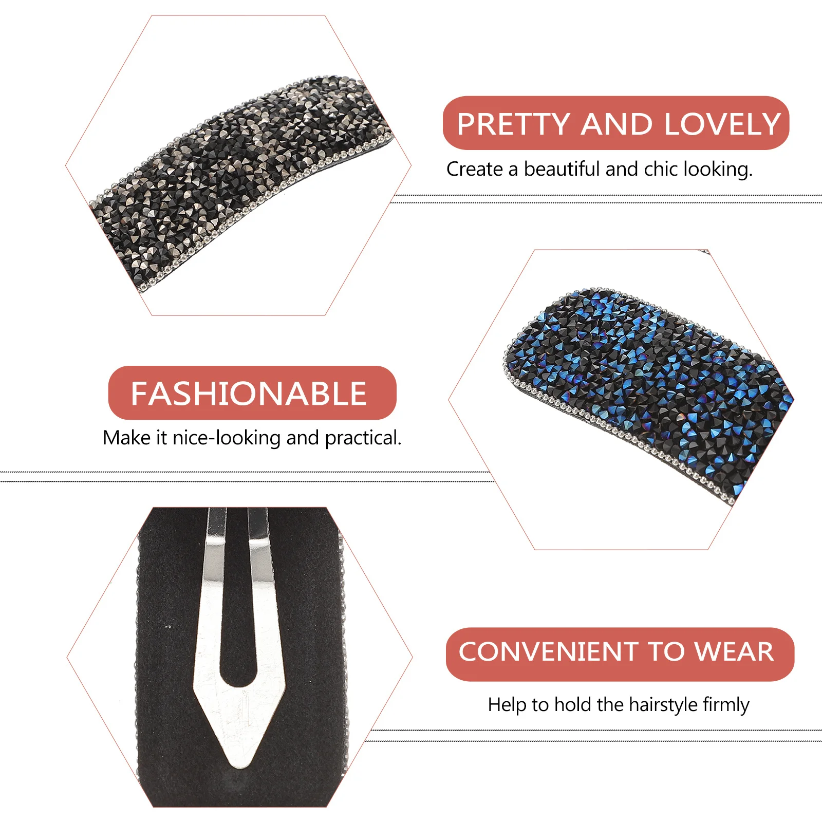 4 szt. mieszanych spineczek do włosów z kryształkami, kwadratowe spinki zatrzaskowe, metalowe wsuwki dla dziewczynek, jaskrawe kolory, akcesoria festiwalowe