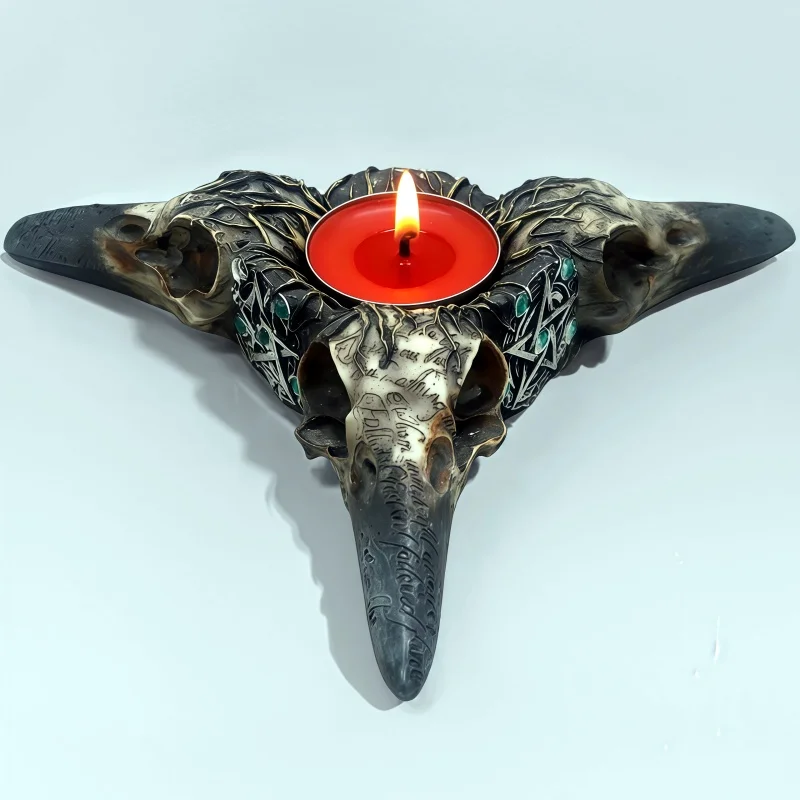 Silicone Mold for DIY Skull Candlestick - Triangular Crow Design for Concrete, Resin & Gypsum Crafts
