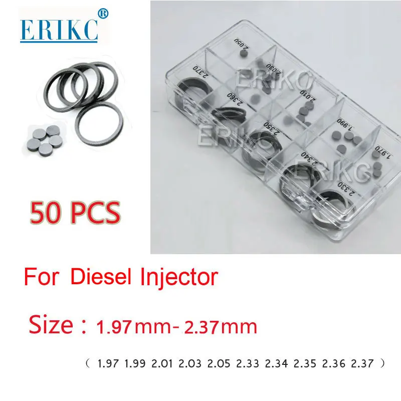 

ERIKC C6 Fuel Injector Nozzle Spring Adjusting Washers Shims For 320D Injector Size 1.970mm-2.37mm ( 50 pieces / box )