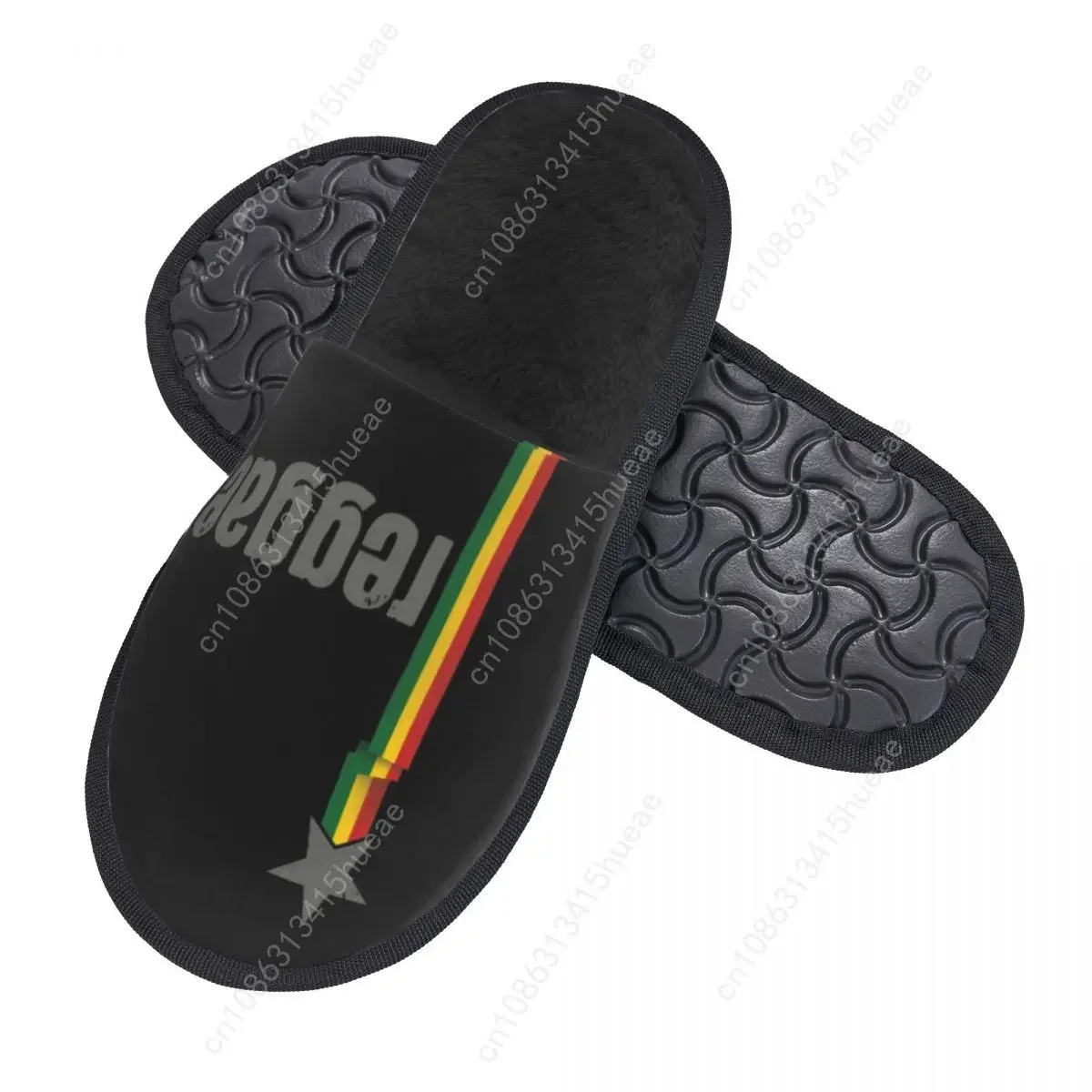 Rasta Colors Reggae With Star House Slippers Women Soft Memory Foam Jamaican Pride Slip On Spa Slipper Shoes