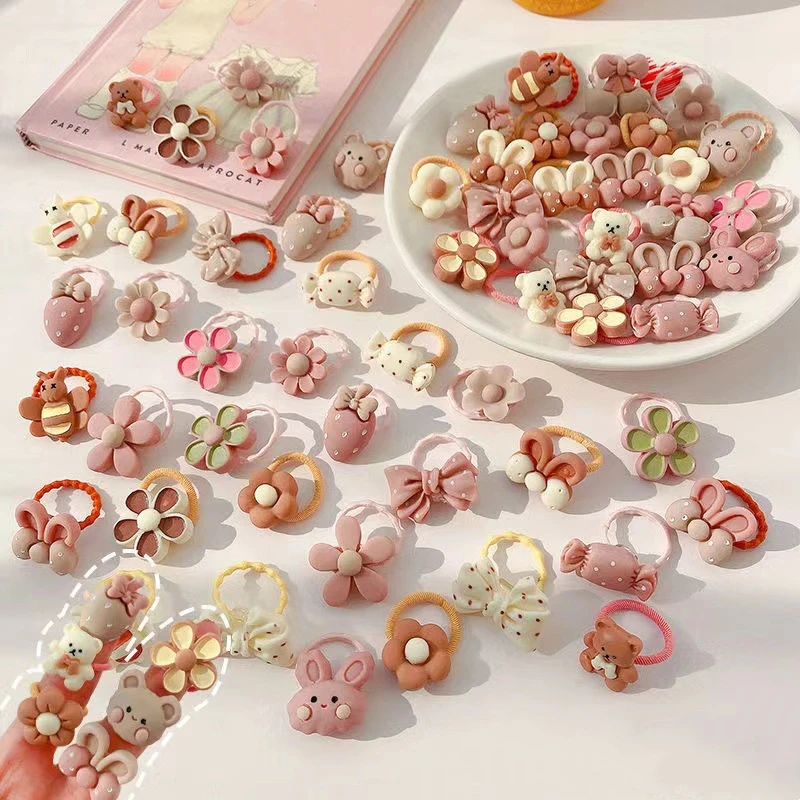 50 Stück bis 10 Stück, niedliches Cartoon-Kaninchen-Haarband, Mädchen, elastische Haarbänder, Kopfbedeckung, Kinder-Haar-Accessoires, Haarbekleidung, gemischter Stil – Detail 4