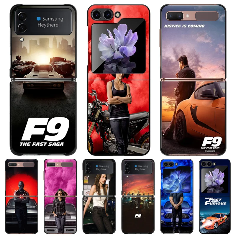 Anti-Drop Black Hard Phone Case For Samsung Galaxy Z Flip6 Flip5 5G Flip4 zflip 6 5 3 Fast Furious Shell Cover Funda Coque Capa