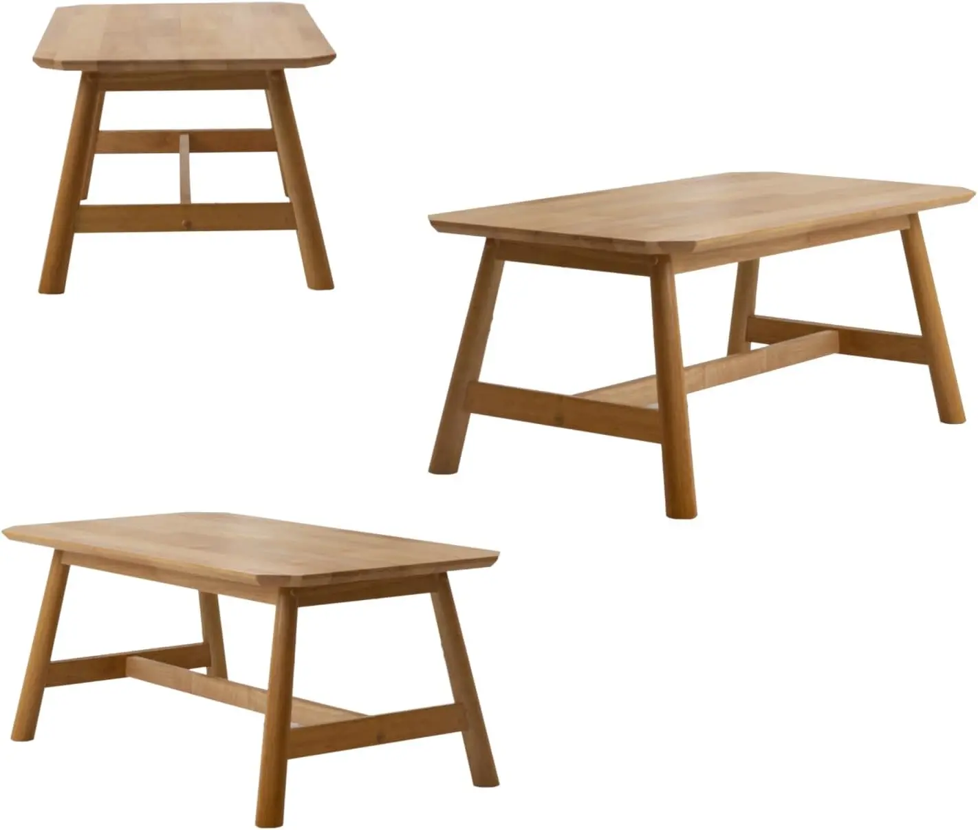 35.5"x20" Mid-Century Modern Coffee Table - Solid Natural Light Wood Rectangular Center Table, Tea Table for Living Room