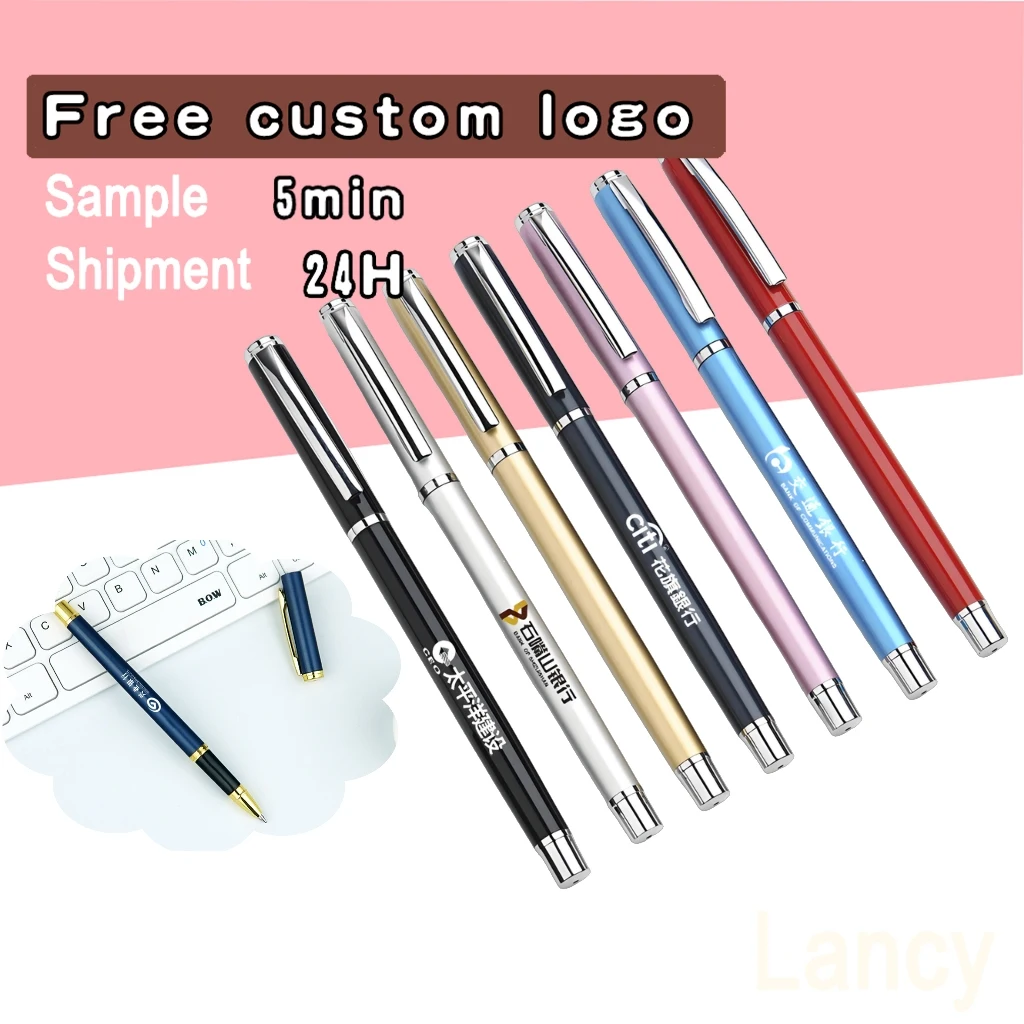 

1PCS Free carving of name LOGO 0.5 metal signature pen holiday graduation advertisement promotion gift korean stationery kawaii
