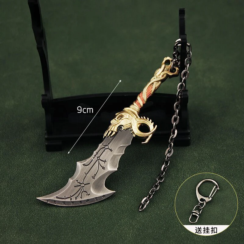 อาวุธเทพเจ้าแห่งสงครามดาบดาบคาตานะเหล็กแท้สำหรับเป็นของขวัญขนาด9ซม.