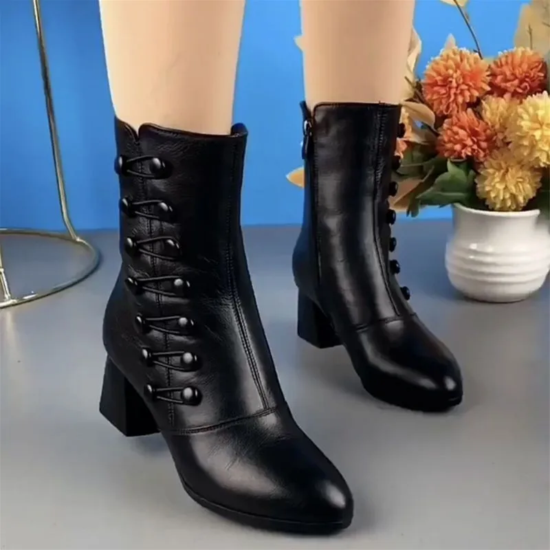 

Women Ankle Boots Winter Warm High Heels Shoes Autumn Women Fashion Sexy Pointed Short Boots Designer Pumps Shoes Botas Mujer