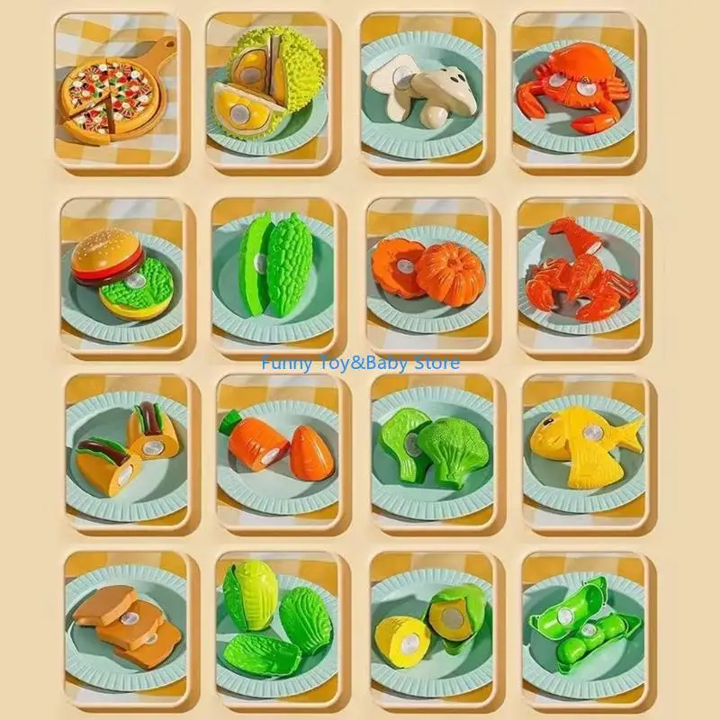 Ensemble découpe cuisine pour enfants, jeu simulation avec seau rangement, jeu fruits légumes, nourriture pour