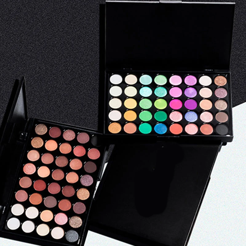 Placa de sombra de ojos de 40 colores, pigmento de maquillaje mate luminoso, brillo impermeable, paleta cosmética