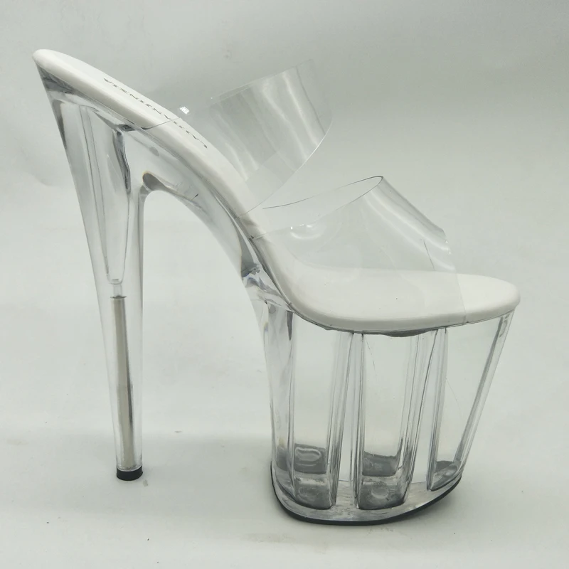 LAIJIANJINXIA جديد بولي كلوريد الفينيل مثير القطب الغريب أحذية الرقص الصيف النساء النعال 20 سنتيمتر عالية الكعب حجم 34-46 E023