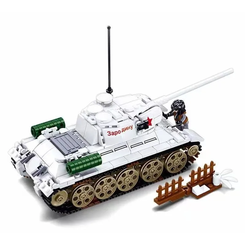 Military 518PCS Soviet Union T34-85 Medium Tank Model Bricks  World War II WW2 Soldier Figures Building Blocks Set Christmas Gif