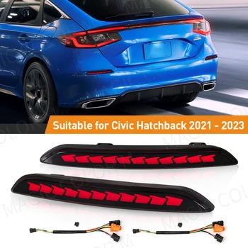 For Honda Civic Hatchback 2021 2022 2023 Rear Bumper Reflector Lights LED Running Warning Brake Turn Signal Lamp Car Accessories