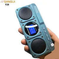 Portable F28 FM Radio Hi-fi Sound Quality LED Clock Lyrics Display Wireless Bluetooth Speaker Outdoor Elderly Radio Music Player