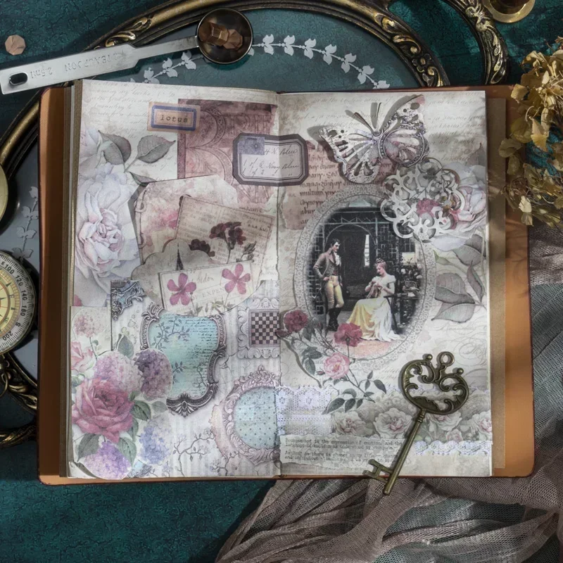 

30pcs DIY tent decoration paper nostalgic classical art elegant Retro material Moore Manor garden art flower