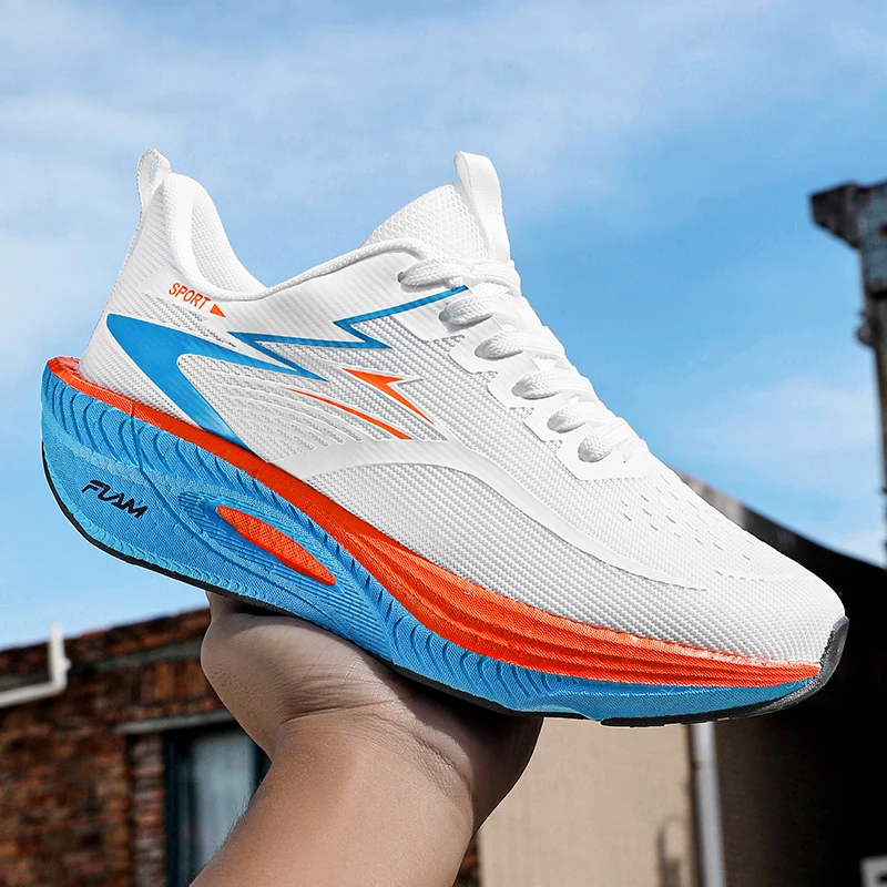 

2026 Men Running Shoes Marathon Sports Air Cushion Carbon Board Breathable Lightweight Comfortable Women Athletic Sneakers New