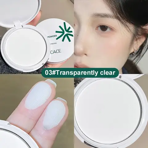투명 화이트 페이스 프레스 파우더 매트 컴팩트, 오래 지속되는 오일 컨트롤 세팅 파우더, 풀 커버리지 방수 메이크업