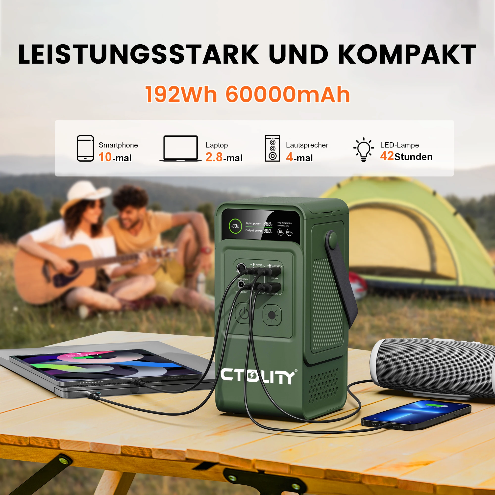 CTOLITY AP200L 60000mAh مولد الطاقة الشمسية 200 واط بنك الطاقة المحمول LiFePO4 للتخييم في الهواء الطلق والاستخدام المنزلي في حالات الطوارئ الصيد RV #4