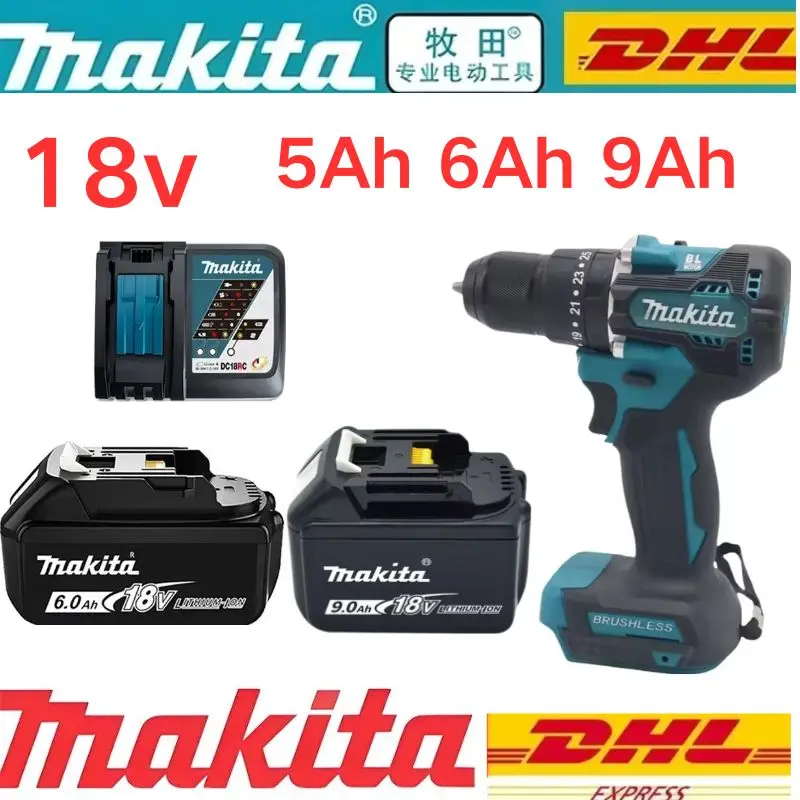 

Makita 18V 5/6/9Ah large capacity battery suitable for angle grinder Powerful Tool Battery +charger+electric drill