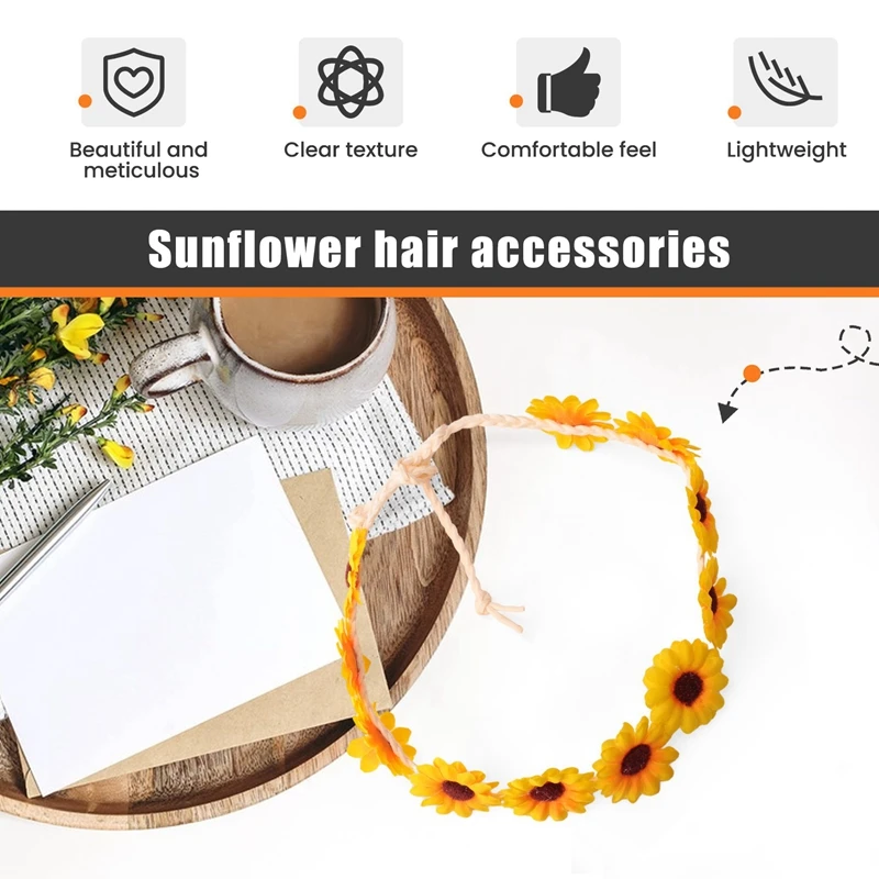 Floral Autumn Sunflower Crown Hair Accessories Bridal Tiara Holiday Hair With Sunflower Hair Accessories