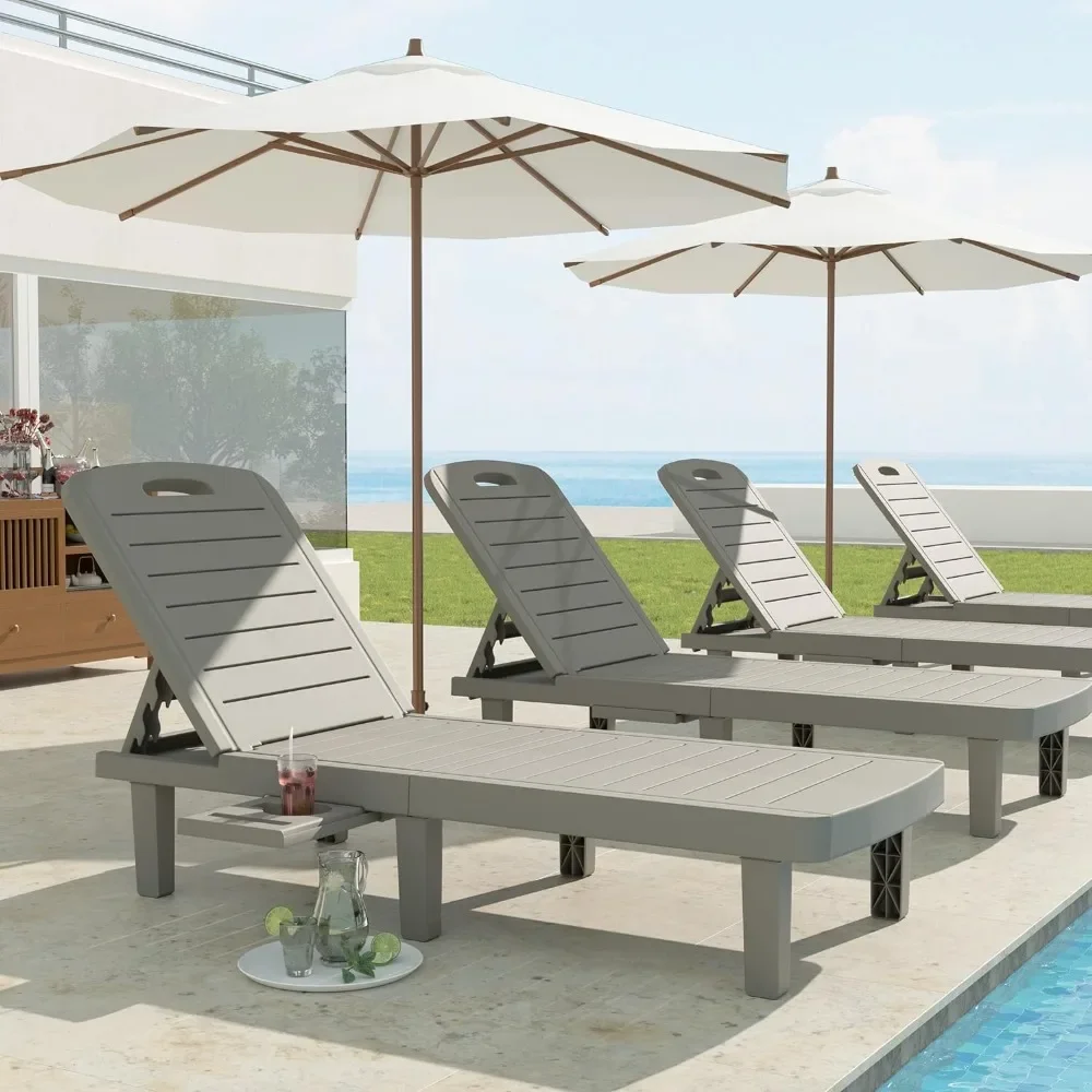 Oversized Outdoor Chaise Lounge Chair, 5-Level Adjustment Backrest, Extra Widen Chaise