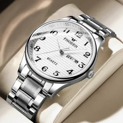 Men Watch Waterproof Calendar Week Large Dial Middle aged Elderly Steel Male Female Students Fashion Quartz Wristwatches Clock