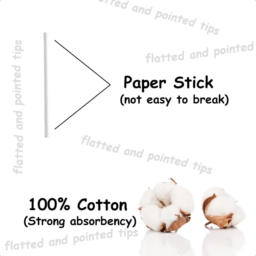 Precision Makeup Cotton Swabs DoubleEnded XL Cotton Buds with Pointed and Flat Tips Extra Large Cotton Tips Applicator Excellen