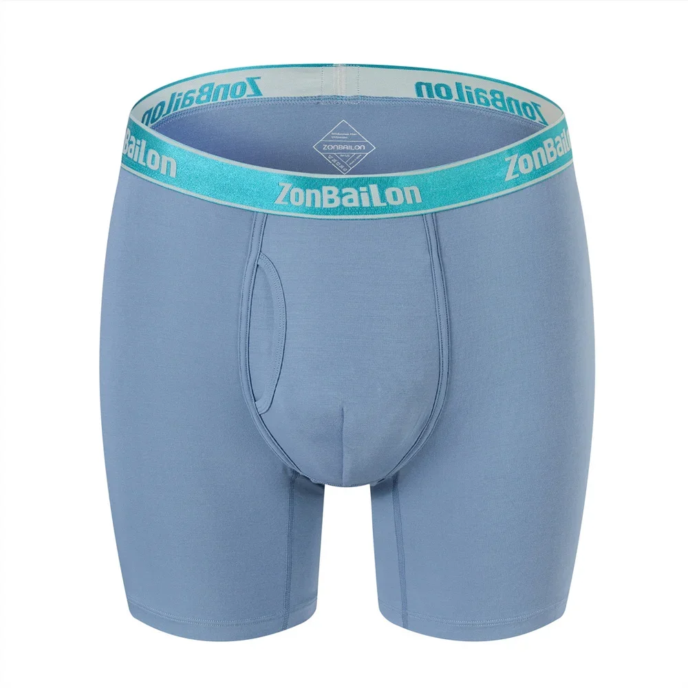Jinshi Men's Boxer Briefs Soft Bamboo Breathable Open Fly Boxers No Ride Up Underwear