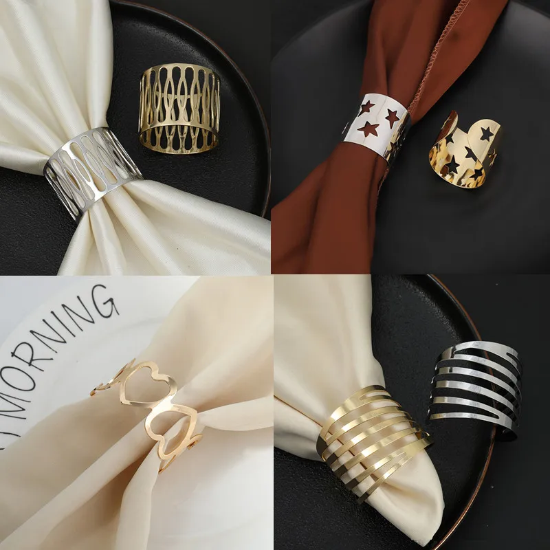 

6PCS Gold Napkin Ring Metal Napkin Holder for Wedding Christmas Banquet Party Home Dinner Table Decoration