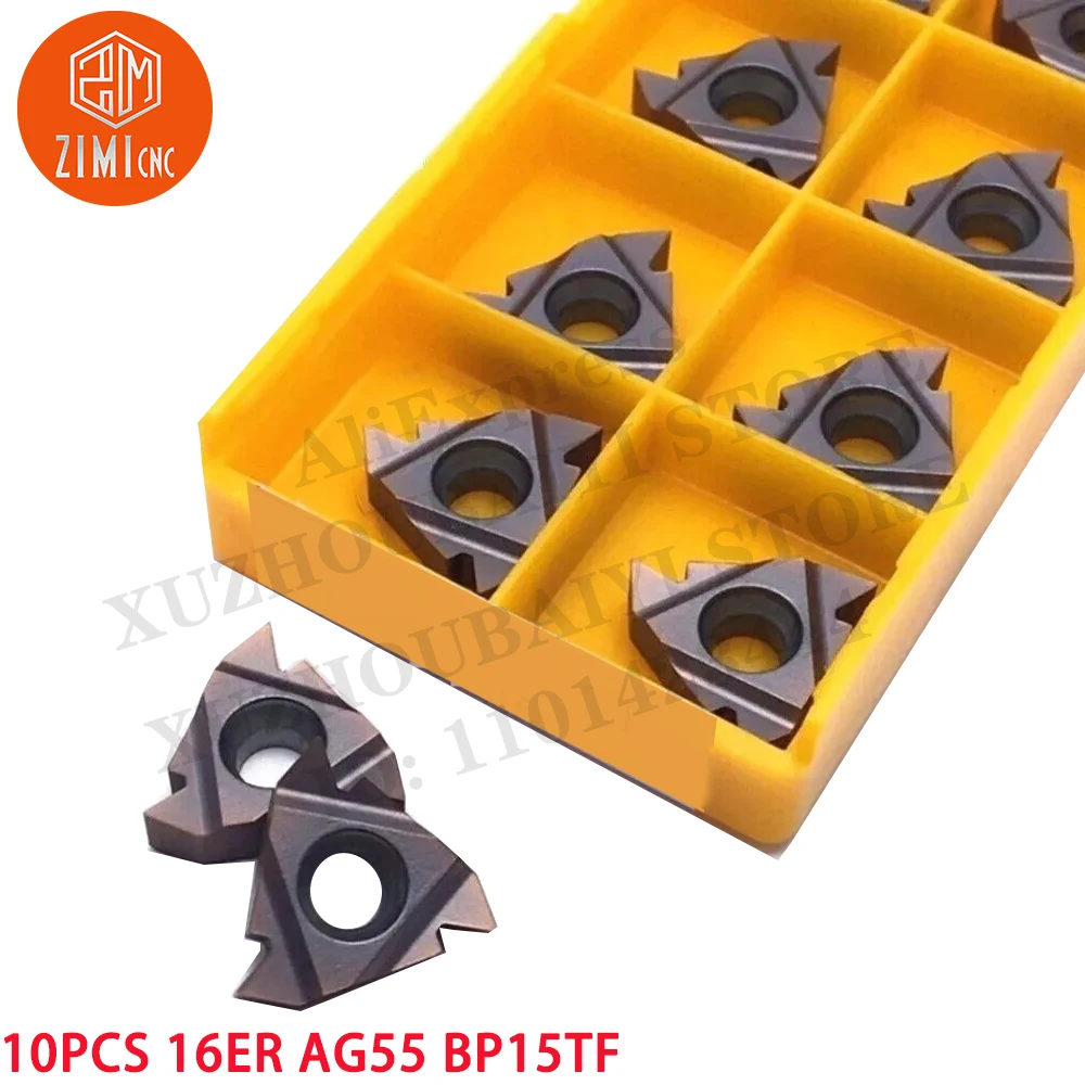10 قطع 16ER AG55 BP15TF إدخالات تحويل الخيوط المصنوعة من الكربيد لحامل الأدوات الخارجي أدوات CNC مخرطة معدنية ميكانيكية أدوات القطع