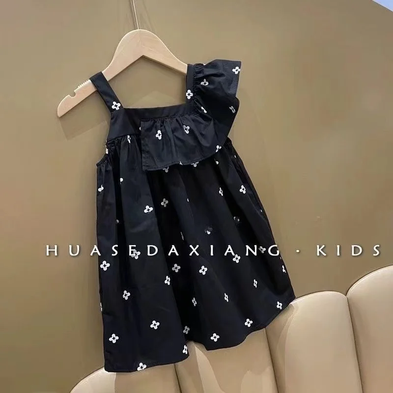 

Childrens Wear Girl's Fragmented Flower Flying Sleeves Vest Dress Summer Dress Little Girl's Fashionable Sling Dress Children's