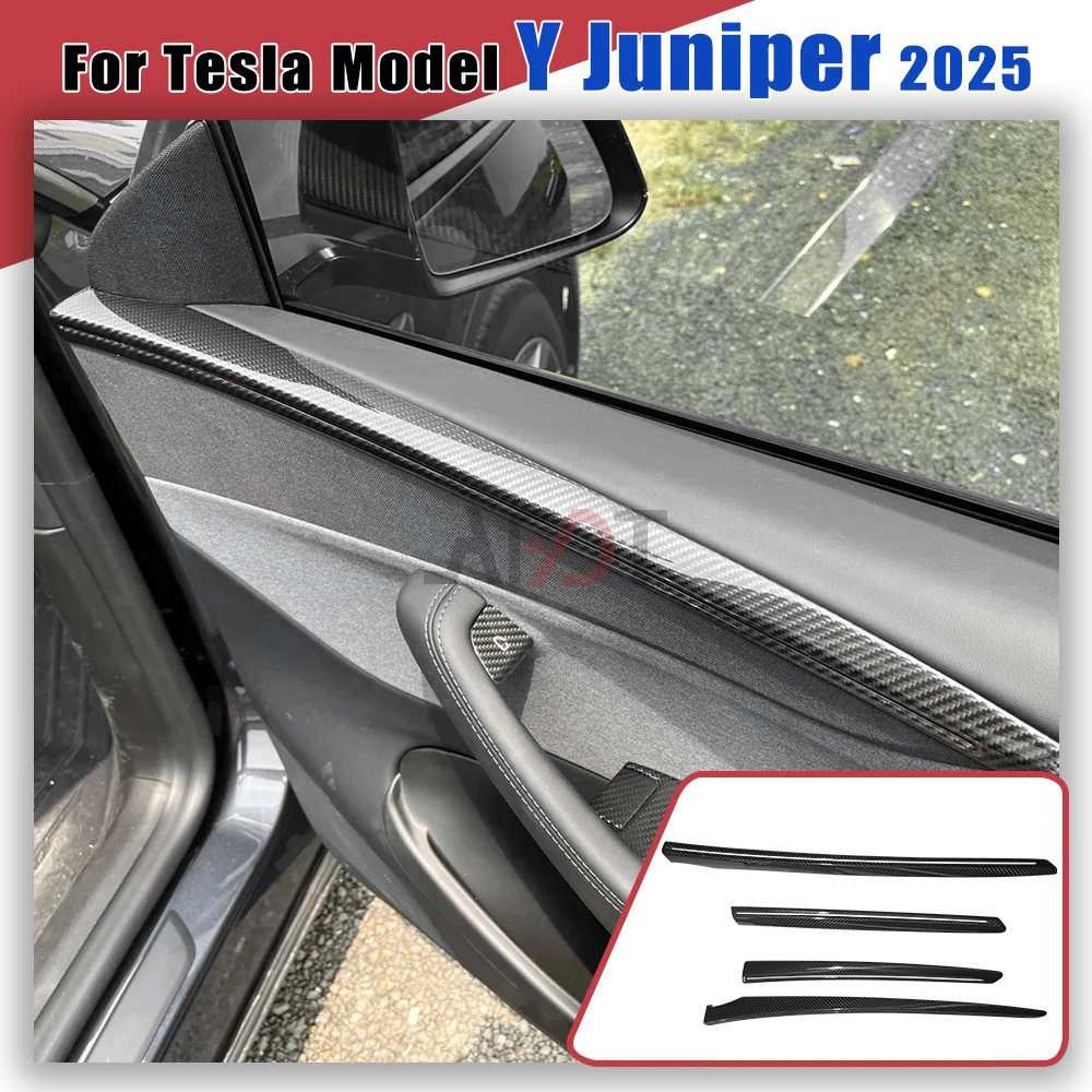 

Carbon Fiber Car Door Decoration Strip Protect Stickers Automotive Interior Accessory For 2025 Tesla Model Y Juniper4Pcs
