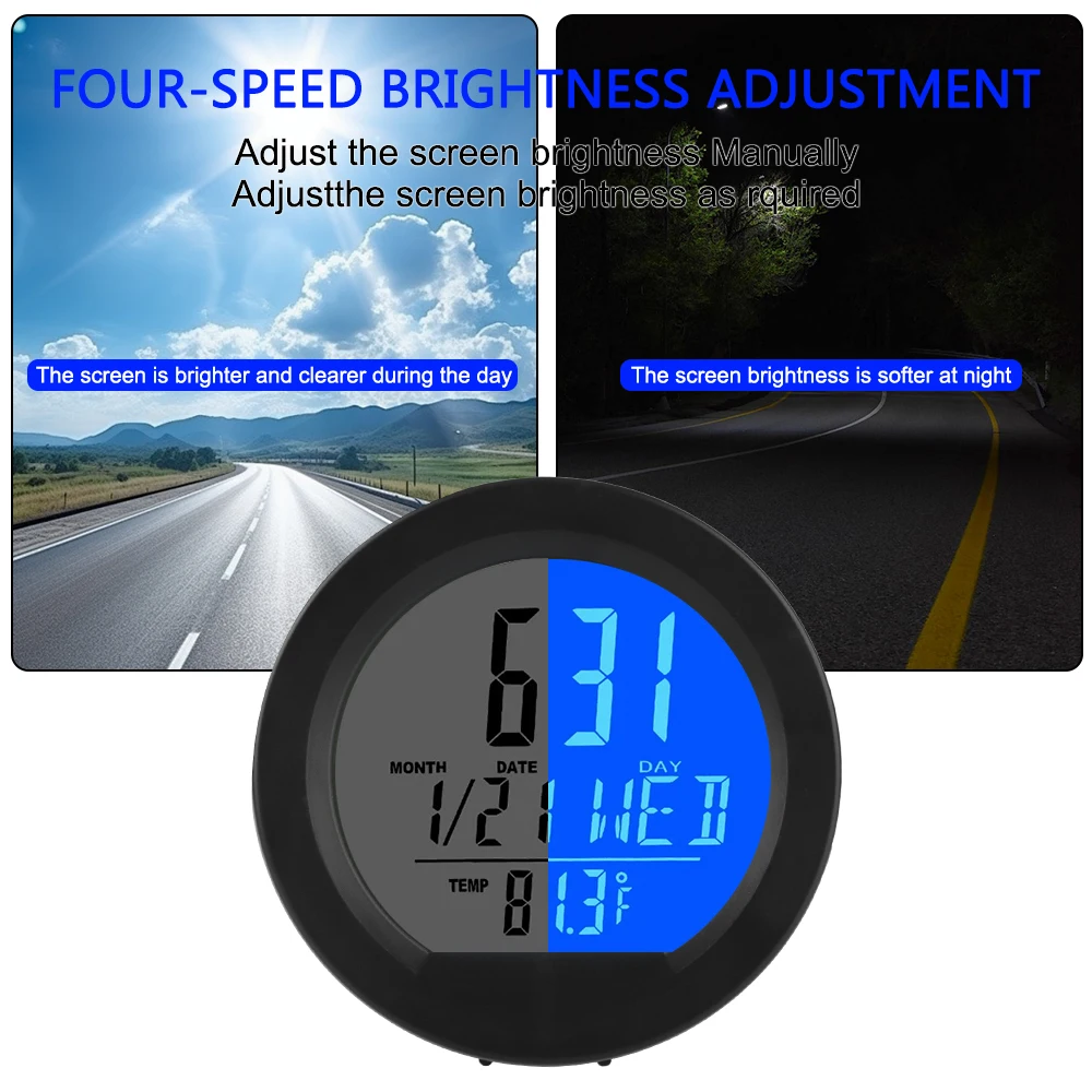 Thermometer Driving Time Reminder Solar Car Clock Outside Car Electronic Automatic Switch High Precision Clocks