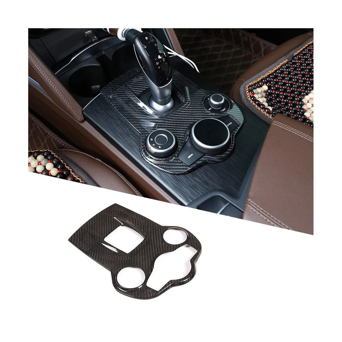 Central Control Gear Panel Cover Trim Decorate Dry Carbon Fiber for Alfa Romeo Giulia Stelvio 2017-2019