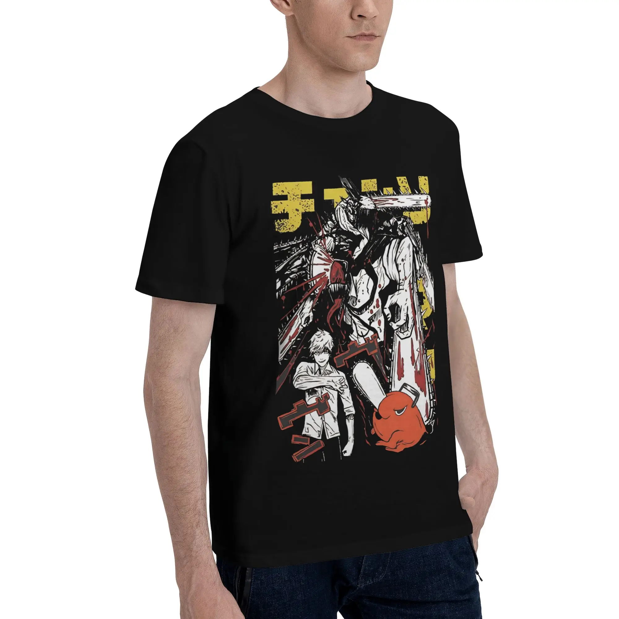 CSM Fury  Funny Graphic 100% Cotton T-Shirt Bandai Chainsaw Man Tops Tees For Men