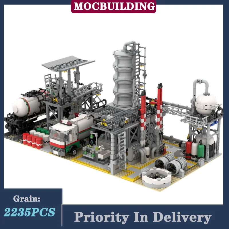 Urban Construction Train Industrial Model Building Block Assembly Chemical Plant Truck TranSport Vehicle MOC Collection Toys