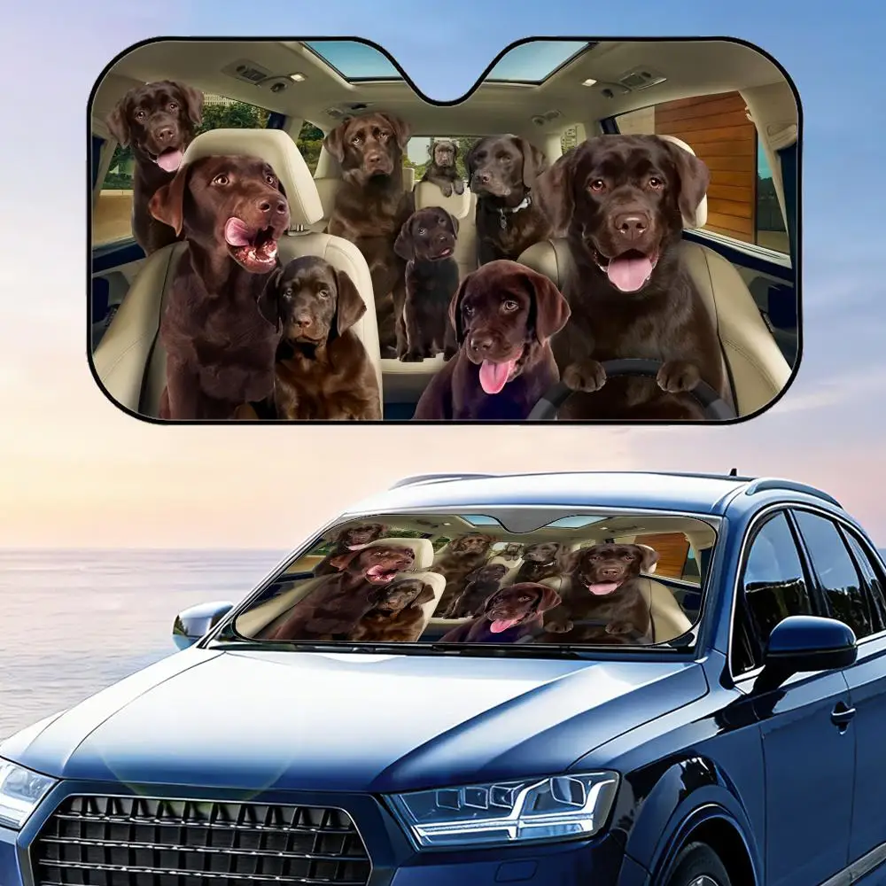 

Labrador Retriever Sun Visor Reusable Aluminum Foil Car Windshield Sun Visor UV Protector Heat Insulation Cover Shade