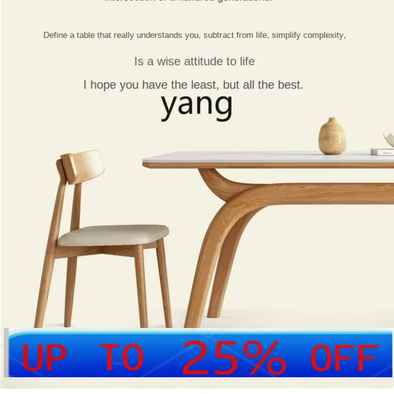 

LMM Stone Plate Dining Tables and Chairs Set Modern Simple Home Small Apartment Log Style