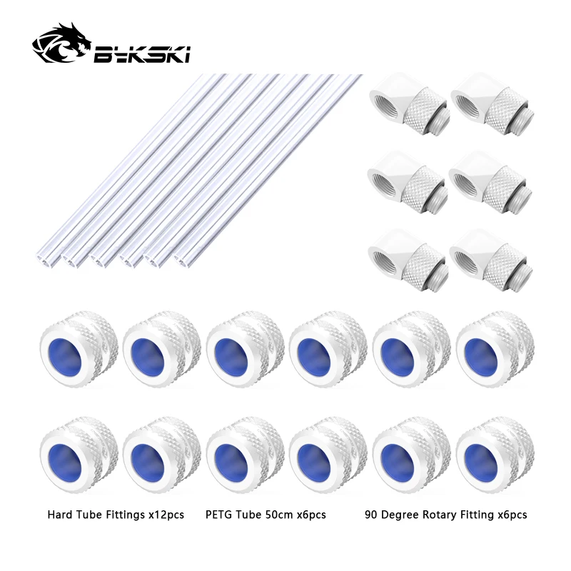 Bykski Fitting Kit for OD12mm /14mm /16mm PETG Hard / Rigid Tube / 90 Rotary Degree Water Cooling Hand Compression Connector