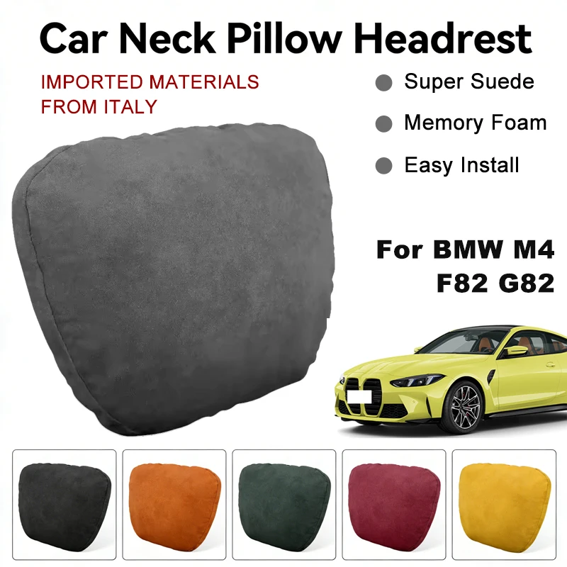 

Italy Suede Car Neck Rest Pillow For BMW M4 F82 G82 Seat Head Neck Support Cushion Auto Interior Accessories