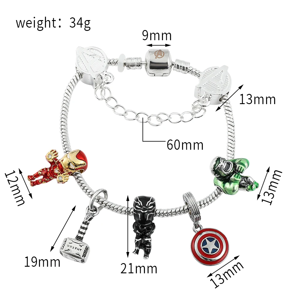 Superhero Marvel Bracelet Infinty Stones Avengers Jewelry Aesthetic Charm Bracelet Metal DIY Crystal Beads Brand Pulseras Mujer